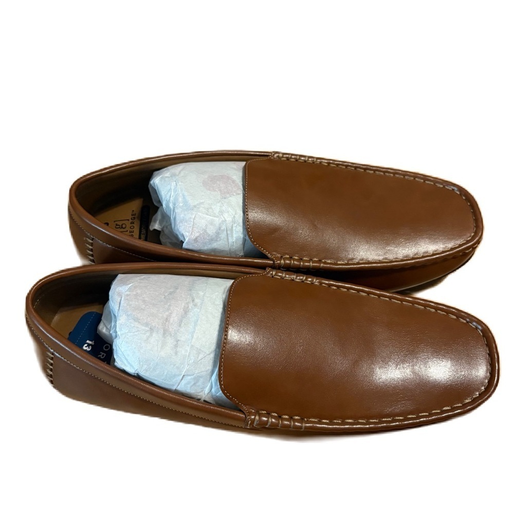 George Tan Leather Loafers NEW Sz 13 Men’s Dress Brown Career